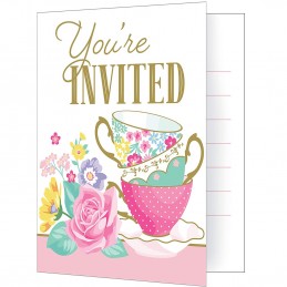 Floral Tea Party Invitations (Pack of 8) | Floral Tea Party Party Supplies