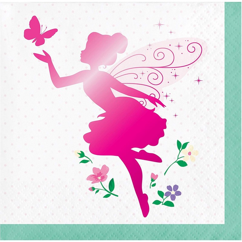 Floral Fairy Sparkle Small Napkins (Pack of 16) | Fairies Party Supplies