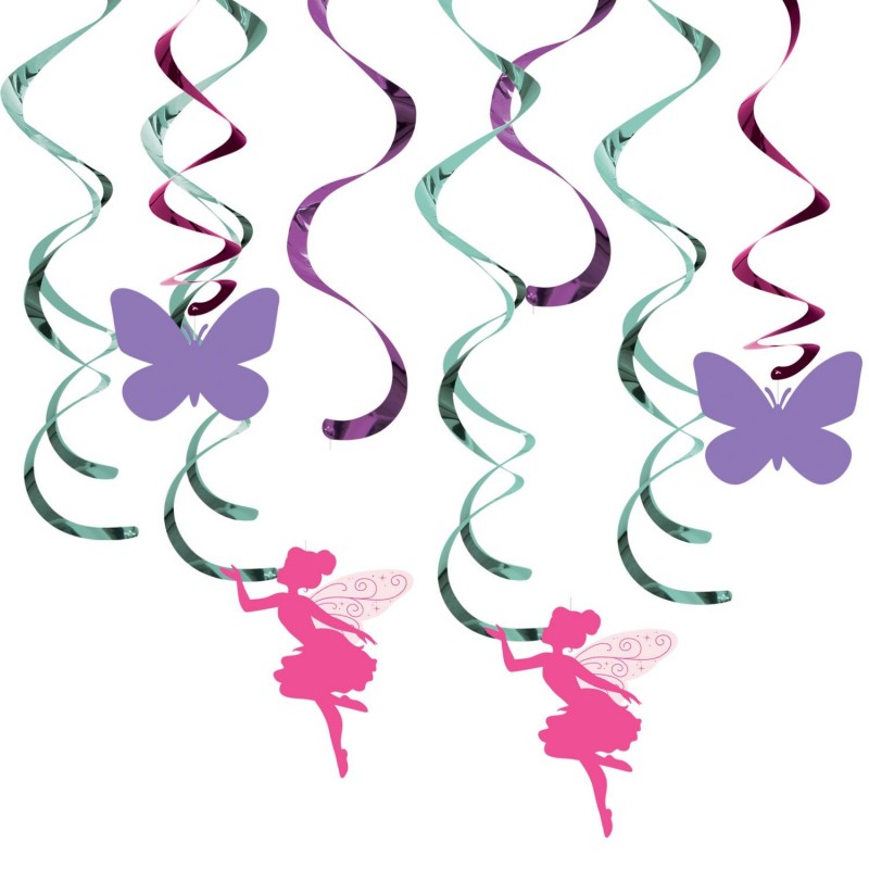 Floral Fairy Sparkle Swirl Decorations (Set of 5) | Discontinued Party Supplies