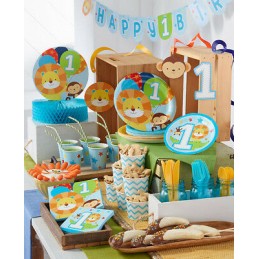 Boys Jungle 1st Birthday Large Plates (Pack of 8) | Boys Jungle 1st Birthday Party Supplies