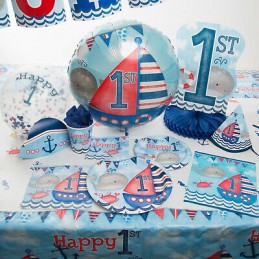 Nautical 1st Birthday Large Plates (Pack of 8) | Nautical 1st Birthday Party Supplies