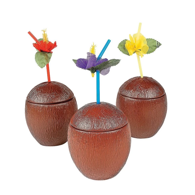 Plastic Coconut Cups (Pack of 6) | Party Bag Fillers Party Supplies