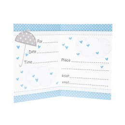 Blue Baby Elephant Baby Shower Invitations (Pack of 8) | Blue Baby Elephant Party Supplies
