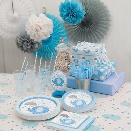 Blue Baby Elephant Swirl Decorations (Pack of 3) | Blue Baby Elephant Party Supplies