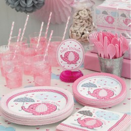 Pink Baby Elephant Small Plates (Pack of 8) | Discontinued Party Supplies