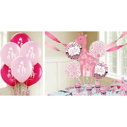 Sweet Safari Pink Baby Shower Wall Decorations (Set of 12) | Pink Safari Party Supplies