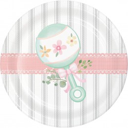 Farmhouse Floral Small Plates (Pack of 8) | Floral Baby Girl Party Supplies