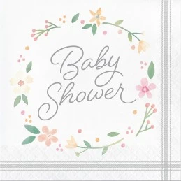 Farmhouse Floral Large Napkins (Pack of 16) | Floral Baby Girl Party Supplies