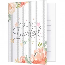 Farmhouse Floral Party Invitations (Pack of 8) | Floral Baby Girl Party Supplies