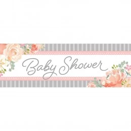 Farmhouse Floral Baby Shower Giant Banner | Floral Baby Girl Party Supplies