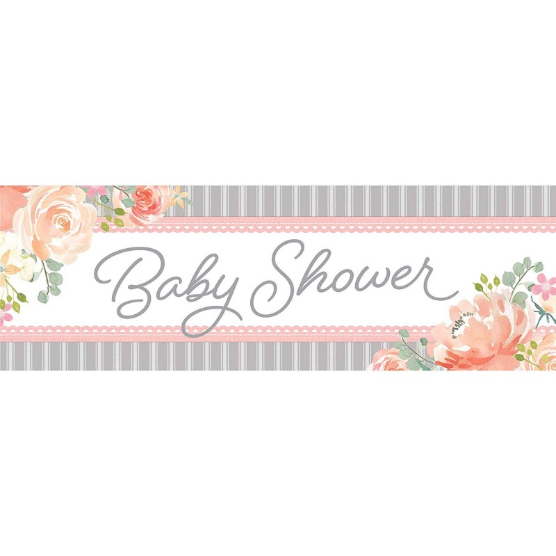 Farmhouse Floral Baby Shower Giant Banner | Floral Baby Girl Party Supplies