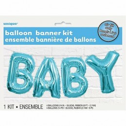 Blue Baby Foil Letter Balloon Banner | Baby Shower Balloons Party Supplies