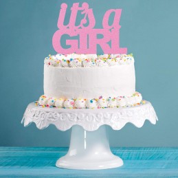 It's A Girl Pink Glitter Cake Topper | Decorations Party Supplies