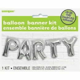 Silver Party Foil Letter Balloon Banner | Letter Balloons Party Supplies