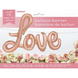 Rose Gold Love Foil Letter Balloon Banner | Letter Balloons Party Supplies
