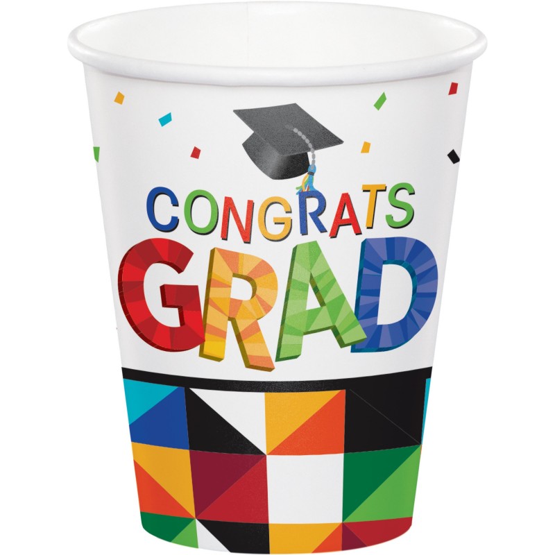 Fractal Fun Graduation Paper Cups (Pack of 18) | Graduation Party Supplies