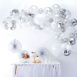 Ginger Ray Silver Balloon Arch Kit (72 Piece) | Balloon Garland Kit Party Supplies