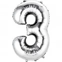 Silver Number 3 Balloon 86cm