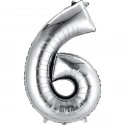 Silver Number 6 Balloon 86cm