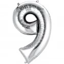 Silver Number 9 Balloon 86cm