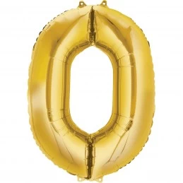 Gold Number 0 Balloon 86cm | Number Balloons Party Supplies