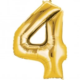 Gold Number 4 Balloon 86cm | Number Balloons Party Supplies
