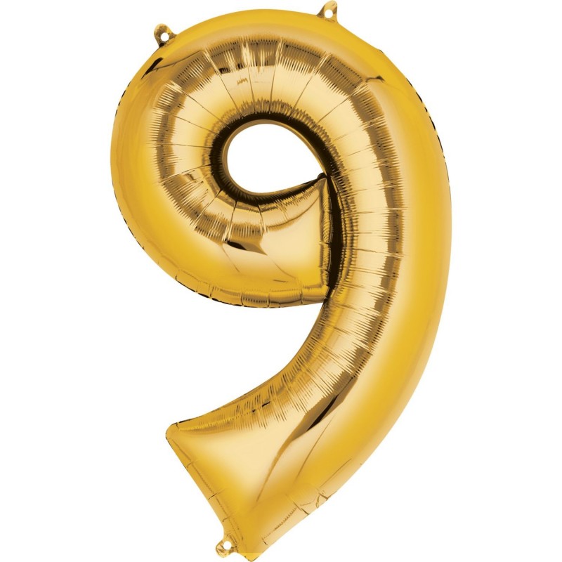 Gold Number 9 Balloon 86cm | Number Balloons Party Supplies