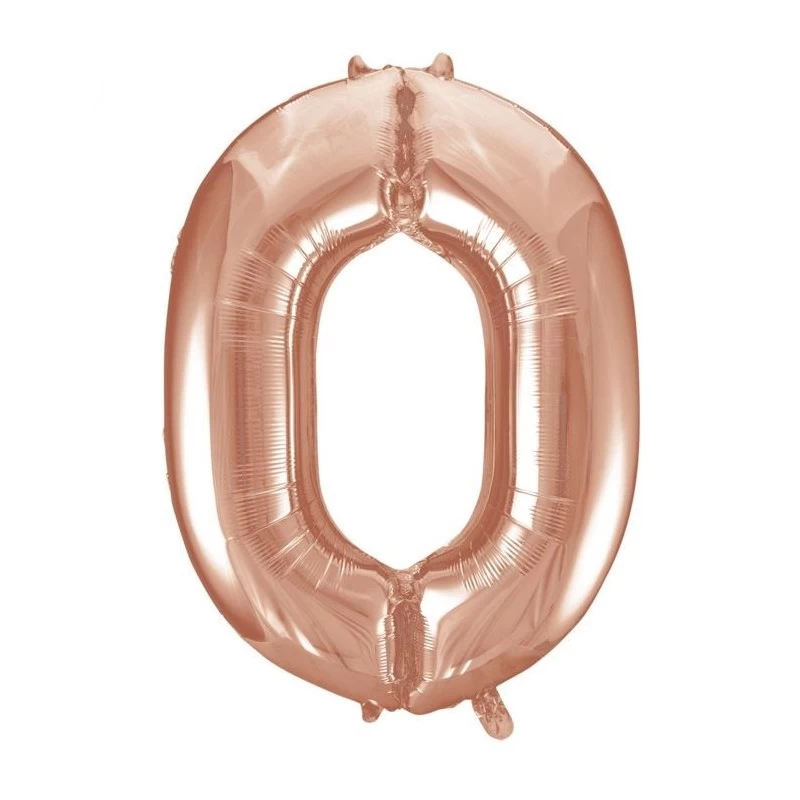 Rose Gold Number 0 Balloon 86cm | Number Balloons Party Supplies