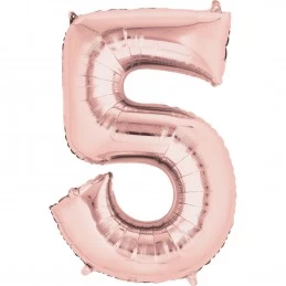 Rose Gold Number 5 Balloon 86cm | Number Balloons Party Supplies