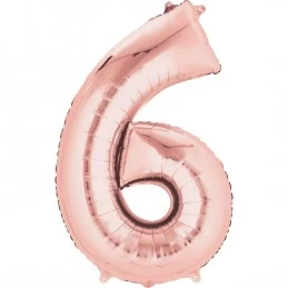 Rose Gold Number 6 Balloon 86cm | Number Balloons Party Supplies