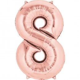 Rose Gold Number 8 Balloon 86cm | Number Balloons Party Supplies