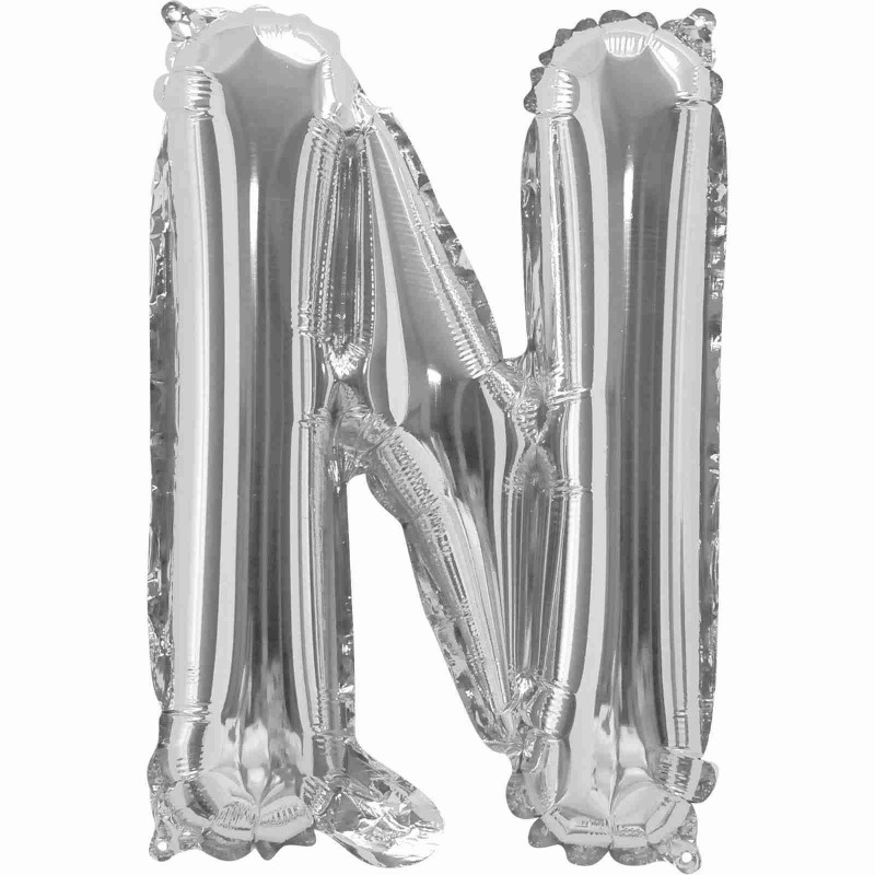 Silver Letter N Balloon 35cm | Letter Balloons Party Supplies
