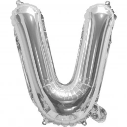 Silver Letter V Balloon 35cm | Letter Balloons Party Supplies