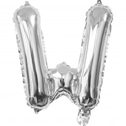 Silver Letter W Balloon 35cm | Letter Balloons Party Supplies