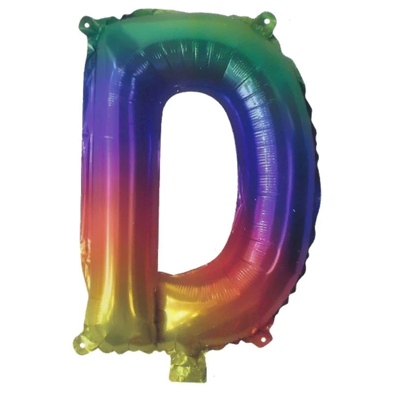Rainbow Letter D Balloon 35cm | Letter Balloons Party Supplies