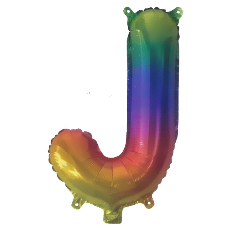 Rainbow Letter J Balloon 35cm | Letter Balloons Party Supplies