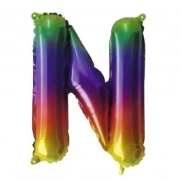 Rainbow Letter N Balloon 35cm | Letter Balloons Party Supplies