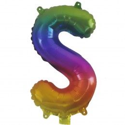 Rainbow Letter S Balloon 35cm | Letter Balloons Party Supplies