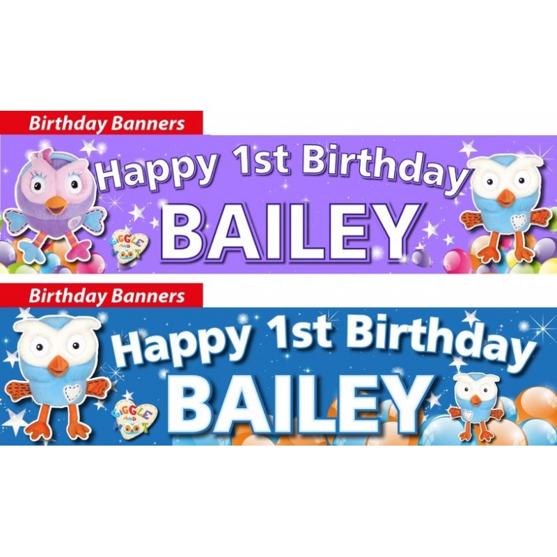 Giggle Hoot Birthday Party Personalised Banner Giggle Hoot