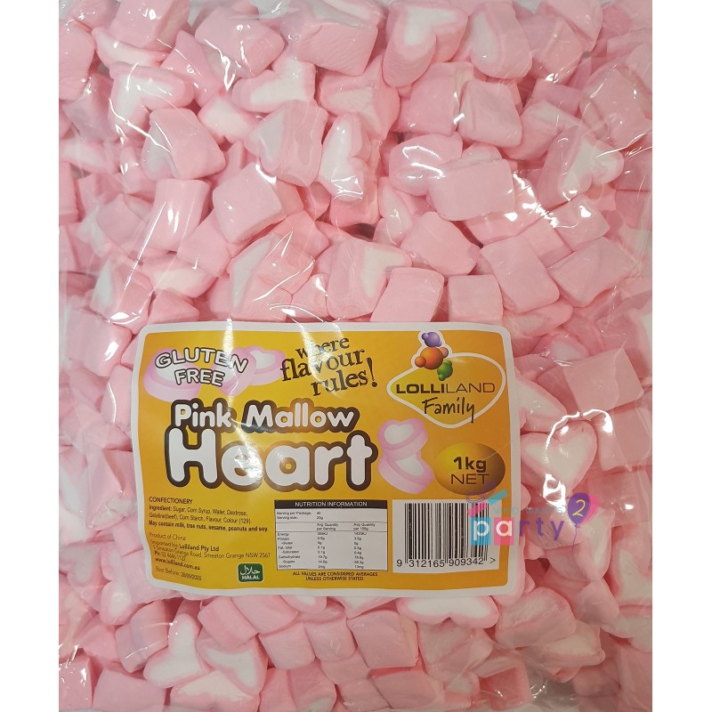 Pink & White Marshmallows Hearts (1kg) | Discontinued Party Supplies
