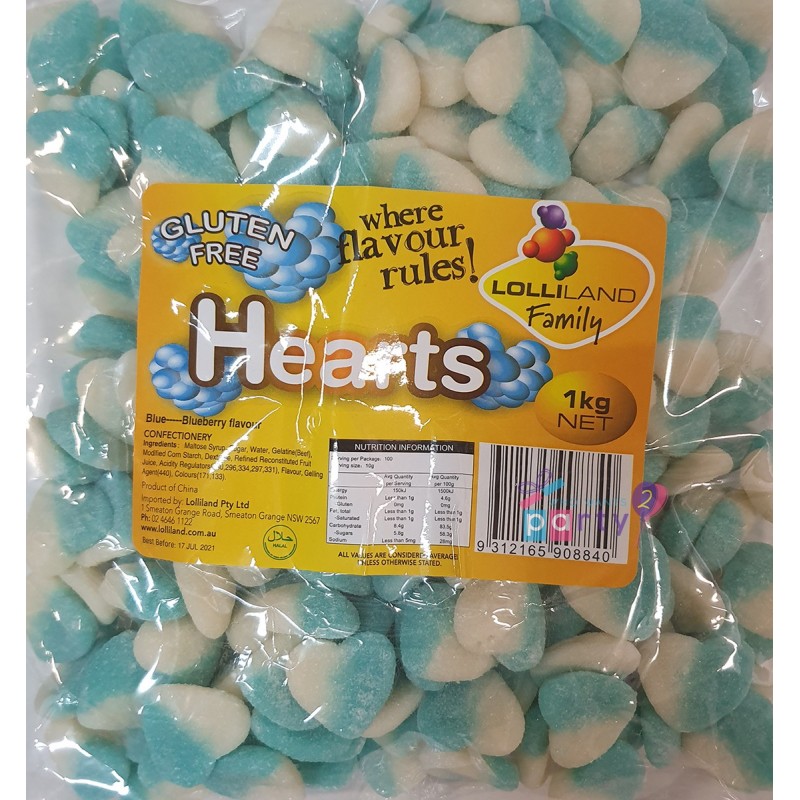Blue Sour Hearts (1kg) | Discontinued Party Supplies