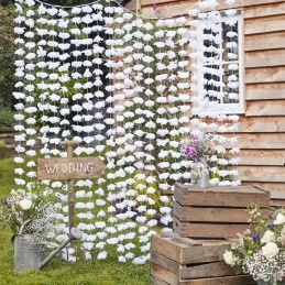 White Flowers Floral Backdrop | Bridal Shower/Hen's Night Party Supplies