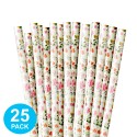 Floral Paper Straws (Pack of 25)