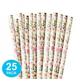 Floral Tea Party Paper Straws (Pack of 25) | Floral Tea Party Party Supplies