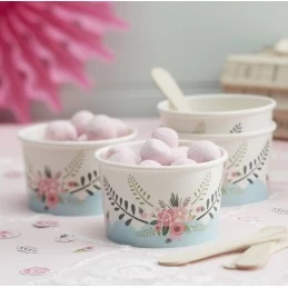 Floral Kitchen Tea Party Ice Cream Tubs (Pack of 8) | Floral Tea Party Party Supplies