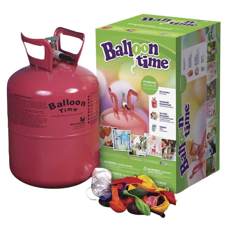 Blue Ribbon Balloon Time Disposable Helium Tank 14.9 cu.ft - 50 Latex  Balloons + Balloon Tying Tool + Curling Ribbon