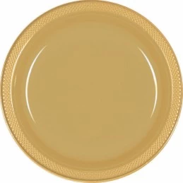 Gold Large Plastic Plates (Pack of 20) | Gold Party Supplies