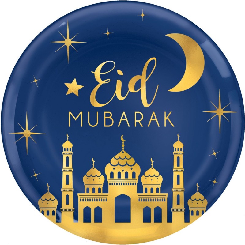 Eid Mubarak Metallic Gold Large Platter Plate | Ramadan/Eid Party Supplies