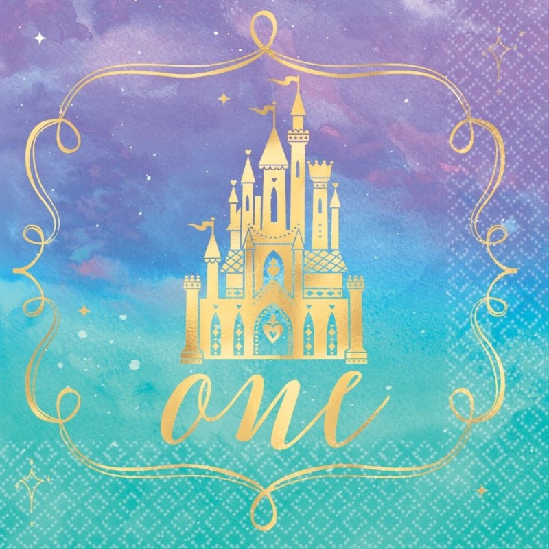 Disney Princess 1st Birthday Small Napkins (Pack of 16) | Disney Princess Party Supplies
