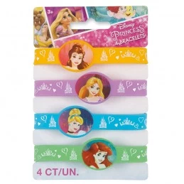 Disney Princess Rubber Wristbands (Pack of 4) | Disney Princess Party Supplies